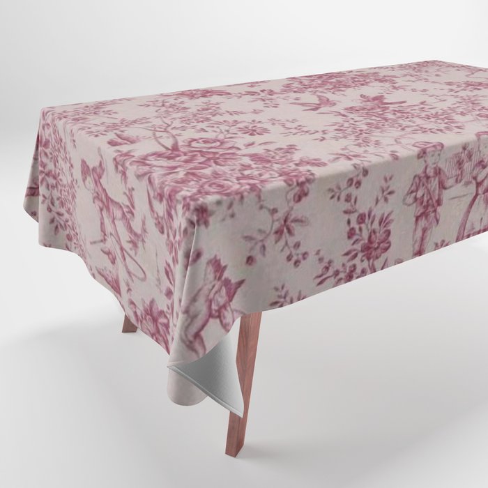 Red Toile de Jouy Tablecloth Gallery Image 1