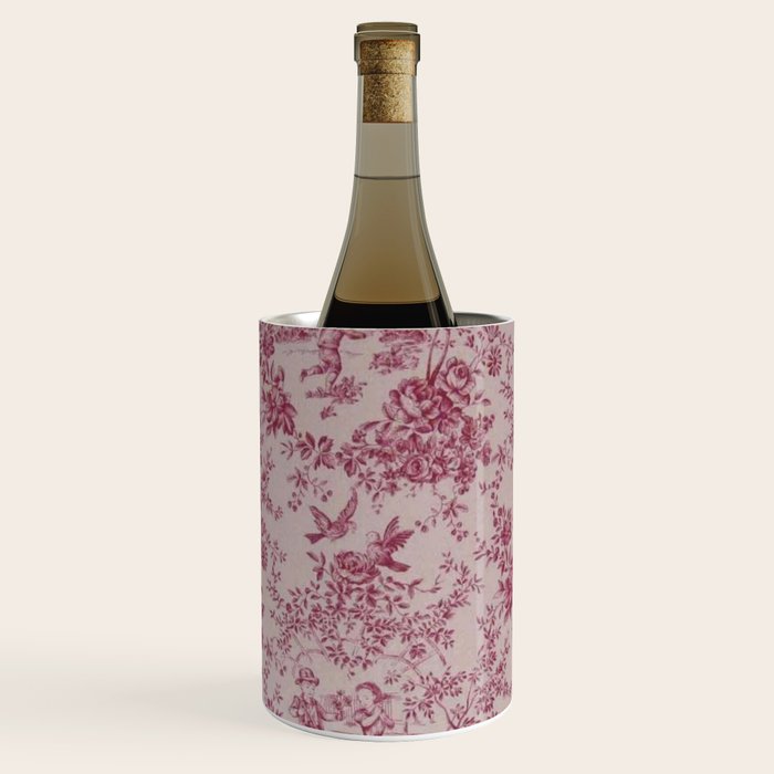 Red Toile de Jouy Wine Chiller Gallery Image 1