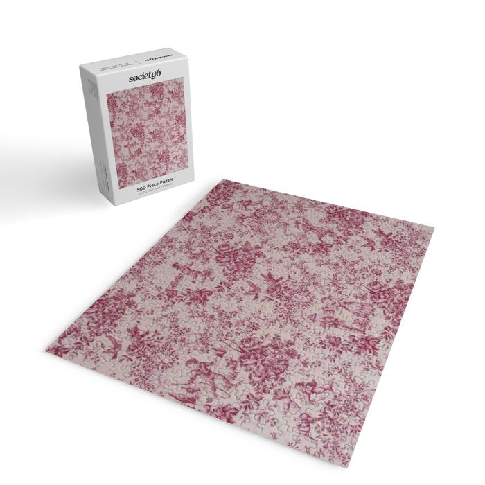 Red Toile de Jouy Jigsaw Puzzle Gallery Image 2