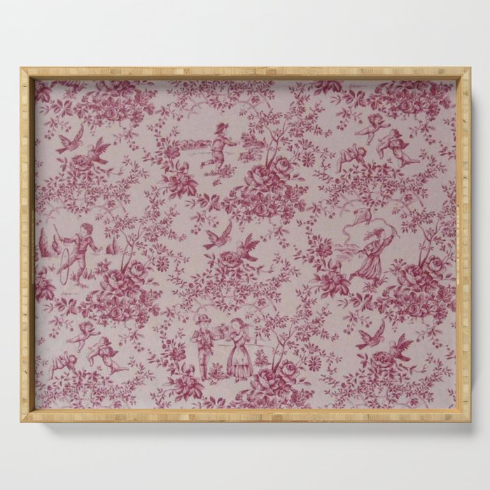 Red Toile de Jouy Serving Tray Gallery Image 1