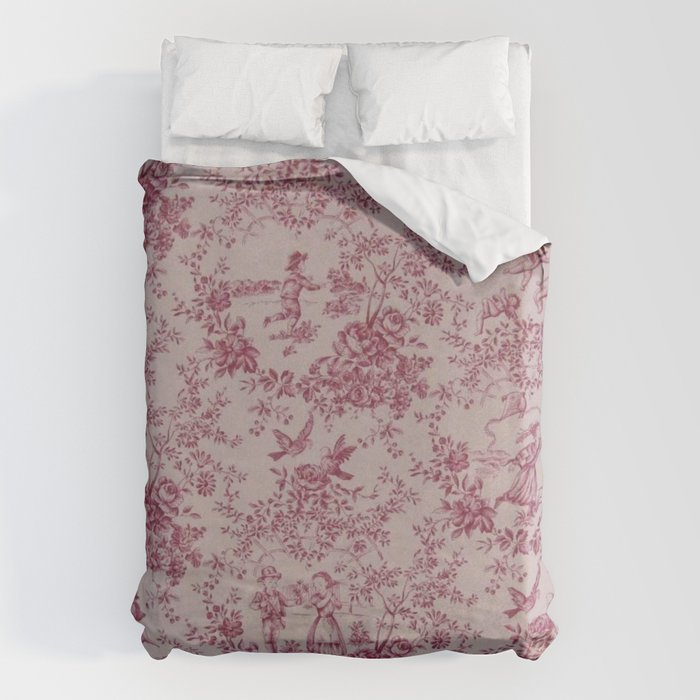 Red Toile de Jouy Duvet Cover Gallery Image 1