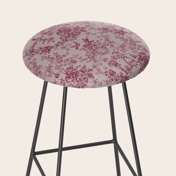 Red Toile de Jouy Stool Gallery Image 2