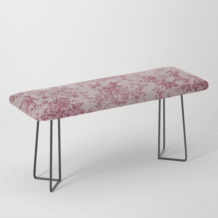 Red Toile de Jouy Bench Gallery Image 1