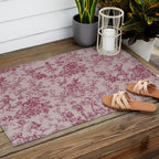 Red Toile de Jouy Outdoor Rug Gallery Image 2