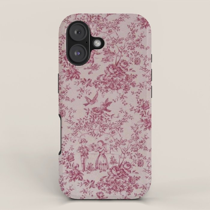 Red Toile de Jouy iPhone Case Gallery Image 1