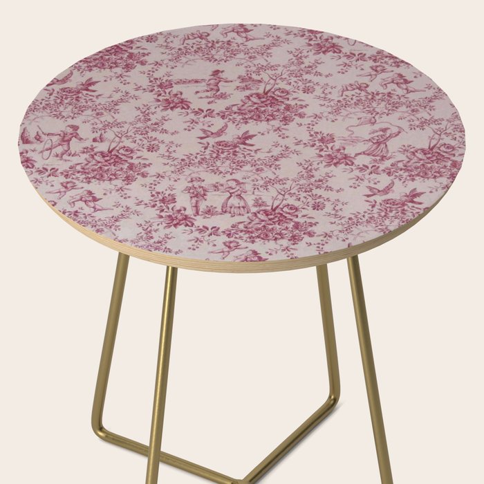Red Toile de Jouy Side Table Gallery Image 2