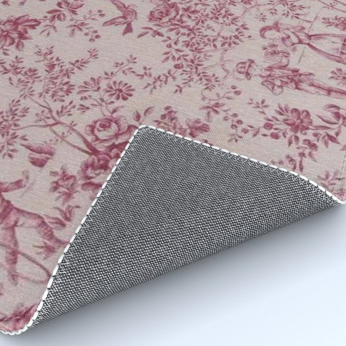 Red Toile de Jouy Rug Gallery Image 4