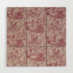 Red Toile de Jouy Wood Wall Art Gallery Image 1