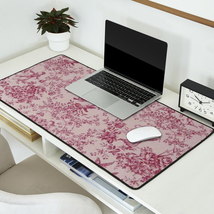Red Toile de Jouy Desk Mat Gallery Image 2
