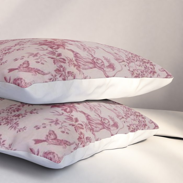 Red Toile de Jouy Pillow Sham Gallery Image 3