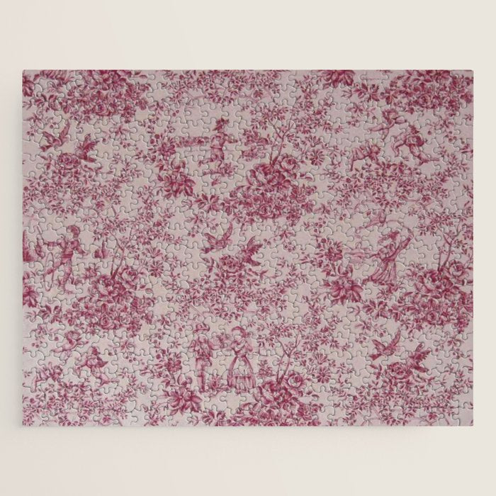 Red Toile de Jouy Jigsaw Puzzle Gallery Image 1