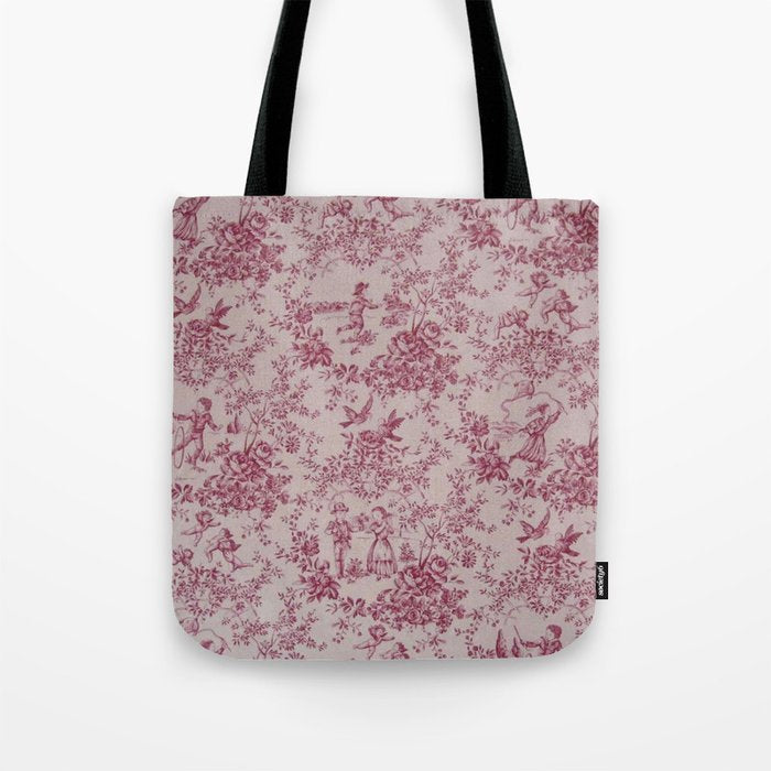 Red Toile de Jouy Tote Bag Gallery Image 1