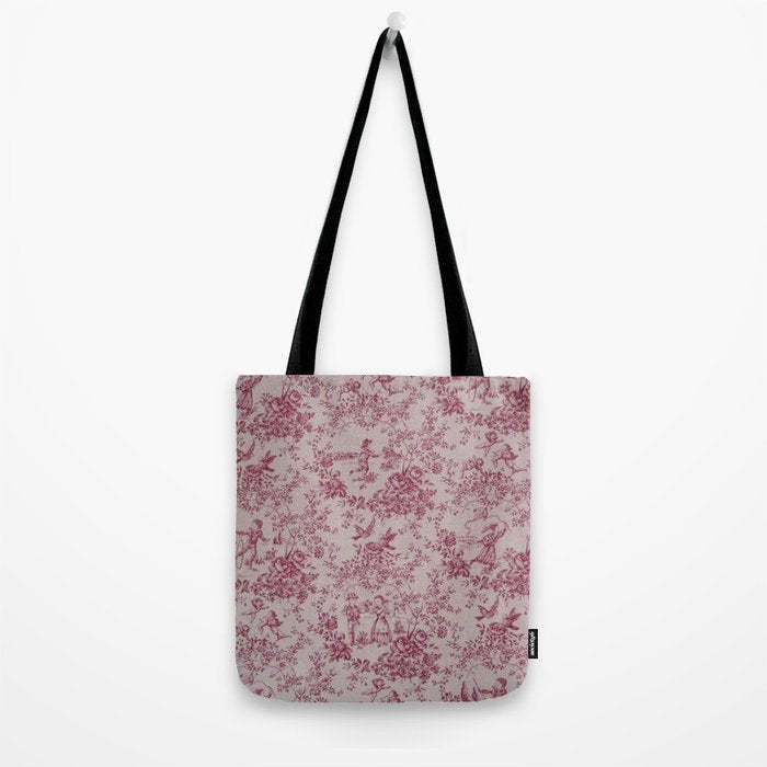 Red Toile de Jouy Tote Bag Gallery Image 2