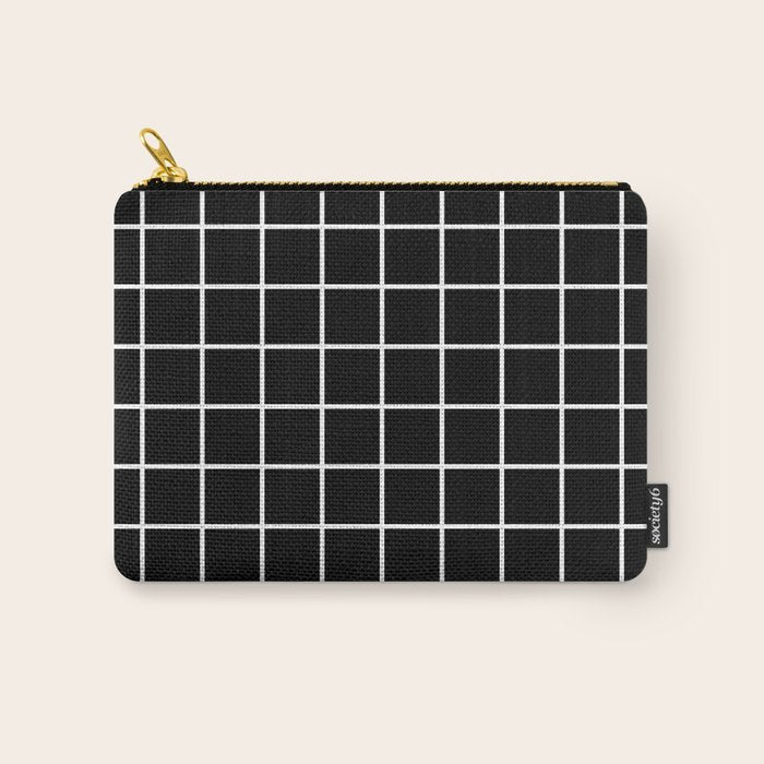 Grid Pattern Black and White 2 Carry All Pouch Gallery Image 1