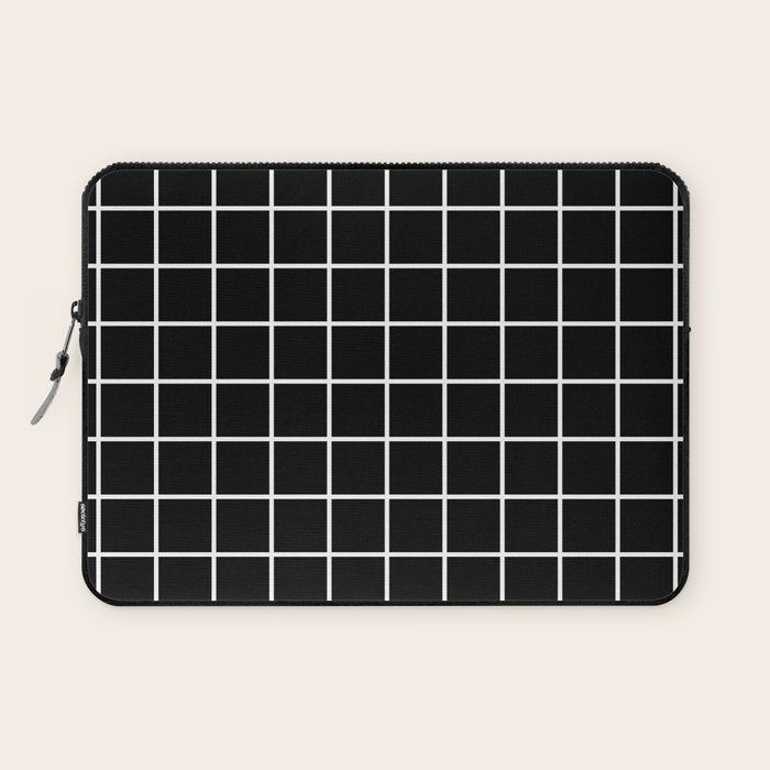 Grid Pattern Black and White 2 Laptop Sleeve Gallery Image 1