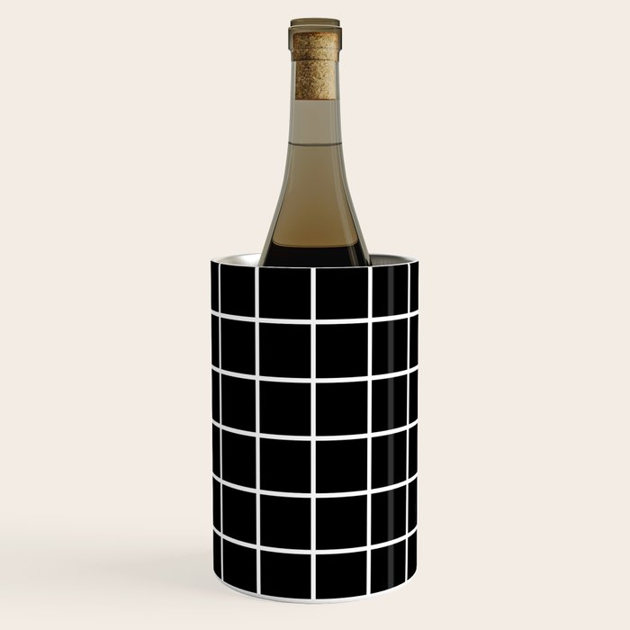 Grid Pattern Black and White 2 Wine Chiller Gallery Image 1