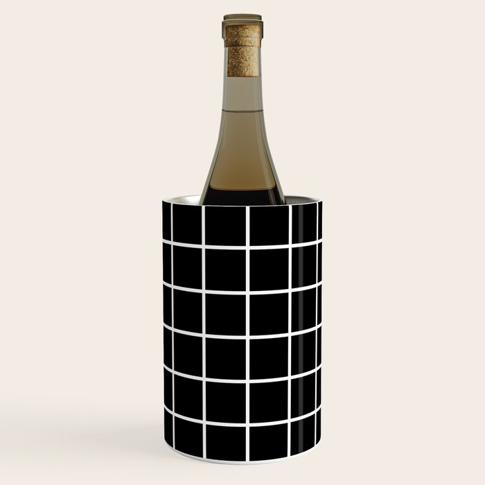 Grid Pattern Black and White 2 Wine Chiller Gallery Image 2