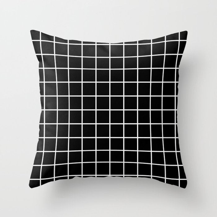 Grid Pattern Black and White 2 Throw Pillow Gallery Image 1