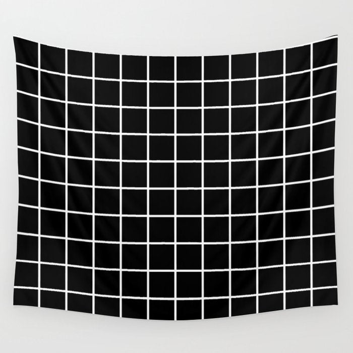 Grid Pattern Black and White 2 Wall Tapestry Gallery Image 4