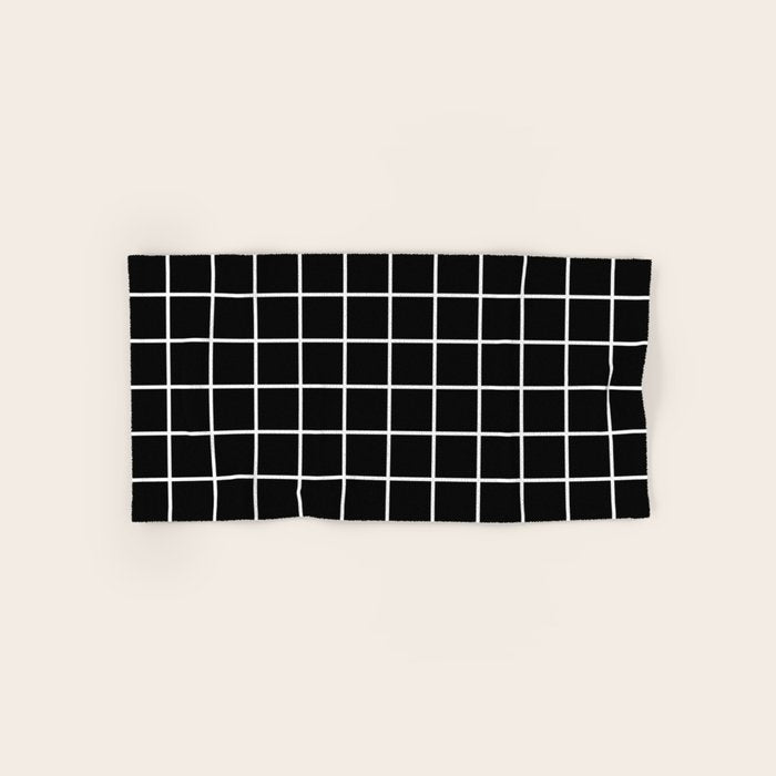 Grid Pattern Black and White 2 Towels Gallery Image 1