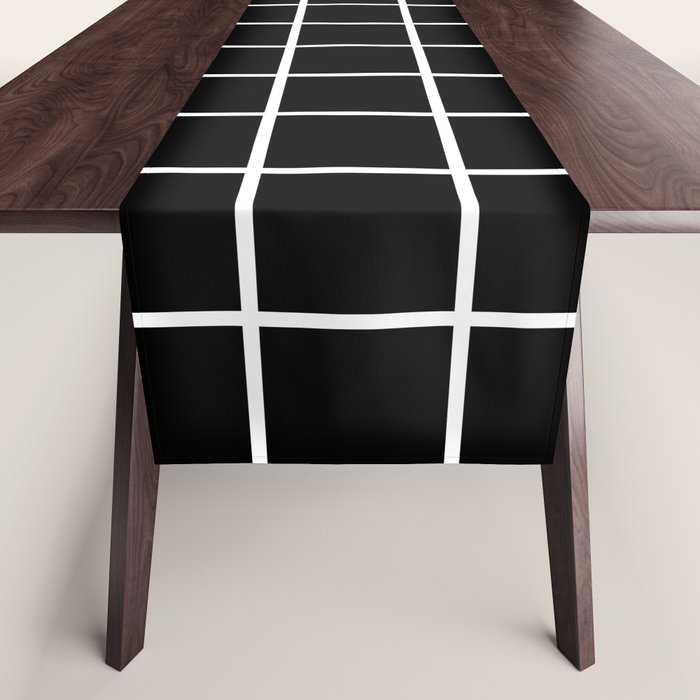 Grid Pattern Black and White 2 Table Runner Gallery Image 1