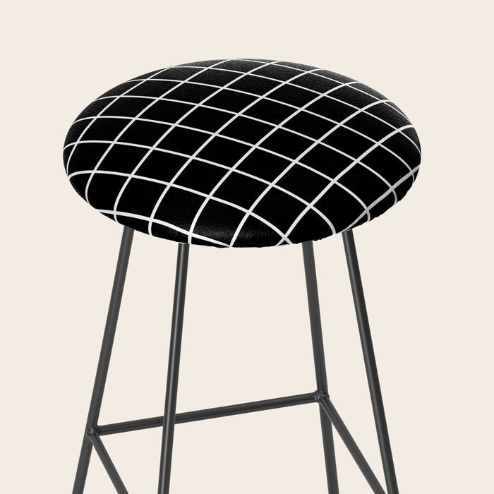 Grid Pattern Black and White 2 Stool Gallery Image 2