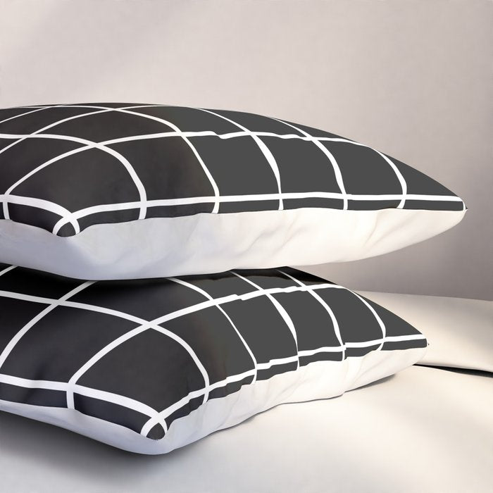 Grid Pattern Black and White 2 Pillow Sham Gallery Image 3