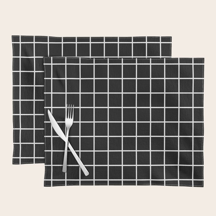 Grid Pattern Black and White 2 Placemat Gallery Image 1