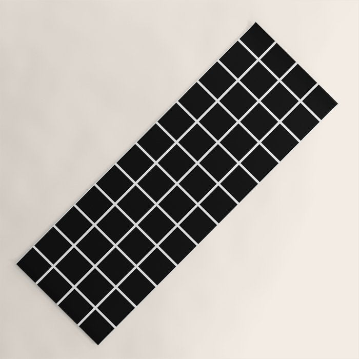 Grid Pattern Black and White 2 Yoga Mat Gallery Image 1