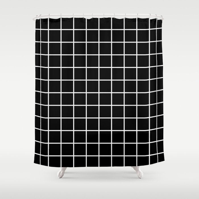 Grid Pattern Black and White 2 Shower Curtain Gallery Image 1