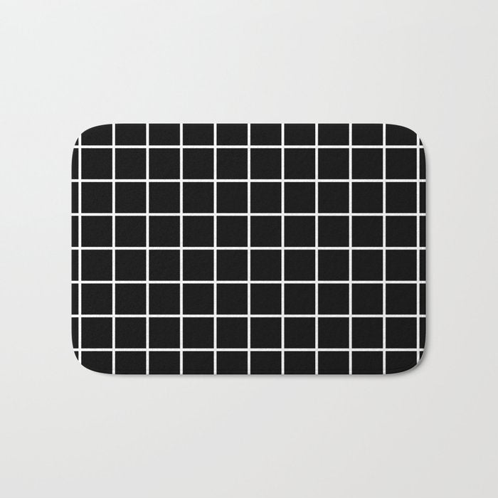 Grid Pattern Black and White 2 Bath Mat Gallery Image 1