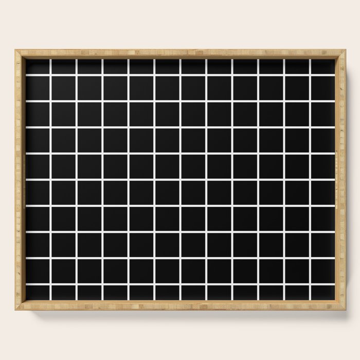Grid Pattern Black and White 2 Serving Tray Gallery Image 1