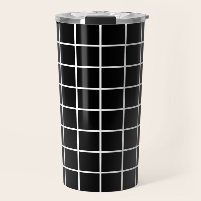 Grid Pattern Black and White 2 Travel Mug Gallery Image 1
