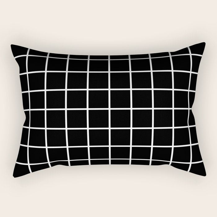 Grid Pattern Black and White 2 Rectangular Pillow Gallery Image 1