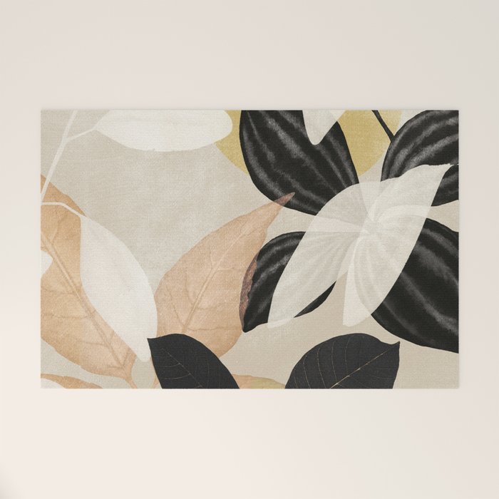 Minimal Abstract Art Tropical Leaves 2 Welcome Mat Gallery Image 1