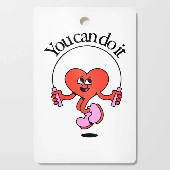 Funny retro love heart cartoon mascot character  Cutting Board Gallery Image 1