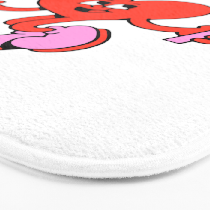Funny retro love heart cartoon mascot character  Bath Mat Gallery Image 3