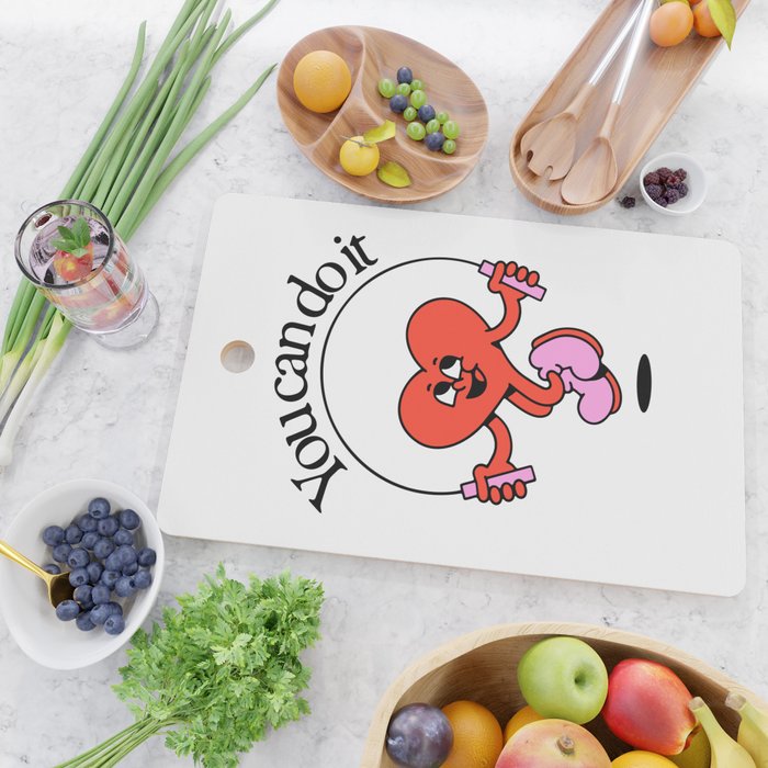 Funny retro love heart cartoon mascot character  Cutting Board Gallery Image 2