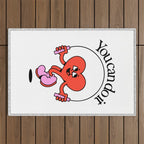 Funny retro love heart cartoon mascot character  Outdoor Rug Gallery Image 1