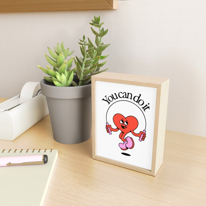 Funny retro love heart cartoon mascot character  Mini Art Print Gallery Image 2