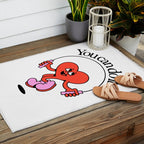 Funny retro love heart cartoon mascot character  Outdoor Rug Gallery Image 2