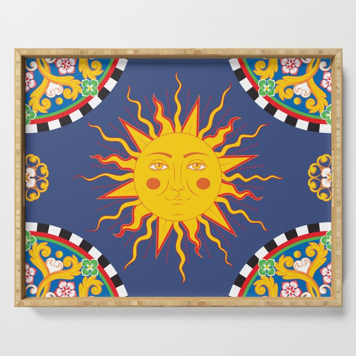 A Touch of Italian Elegance to Your Home: The Beautiful Sicili Sicilian Baroque Maiolica with Sun  Serving Tray Gallery Image 1