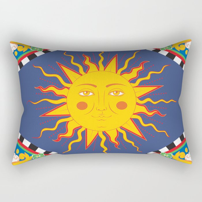 A Touch of Italian Elegance to Your Home: The Beautiful Sicili Sicilian Baroque Maiolica with Sun  Rectangular Pillow Gallery Image 1