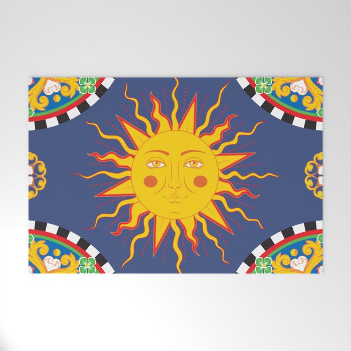 A Touch of Italian Elegance to Your Home: The Beautiful Sicili Sicilian Baroque Maiolica with Sun  Welcome Mat Gallery Image 1