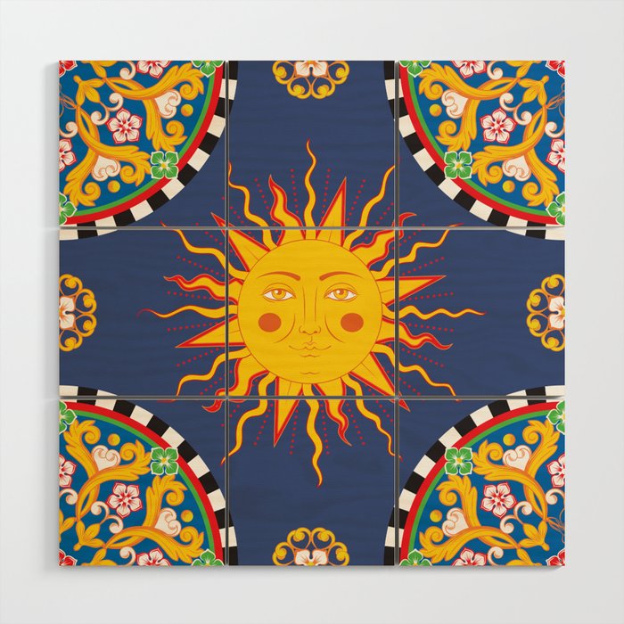 A Touch of Italian Elegance to Your Home: The Beautiful Sicili Sicilian Baroque Maiolica with Sun  Wood Wall Art Gallery Image 1