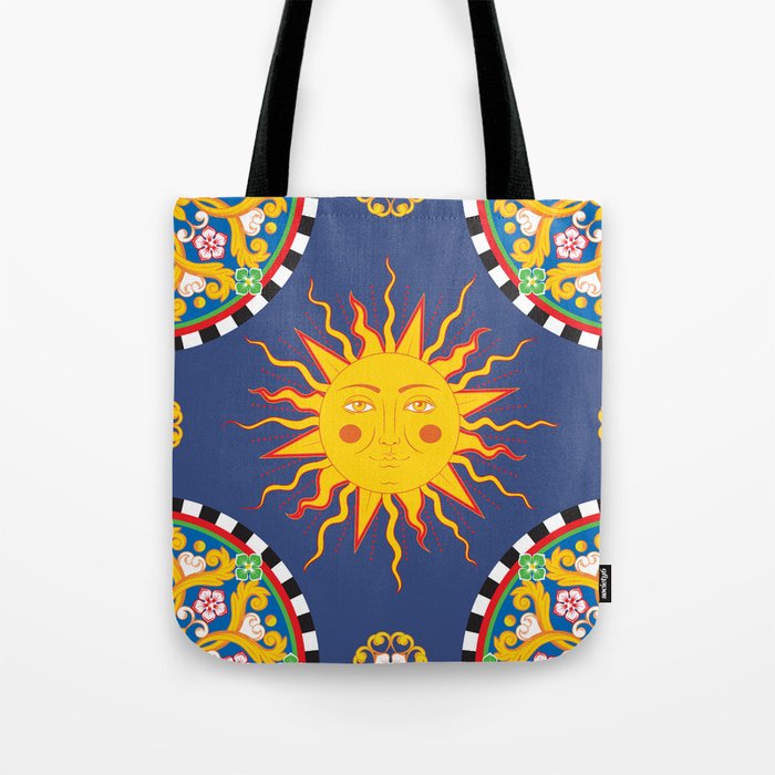 A Touch of Italian Elegance to Your Home: The Beautiful Sicili Sicilian Baroque Maiolica with Sun  Tote Bag Gallery Image 1