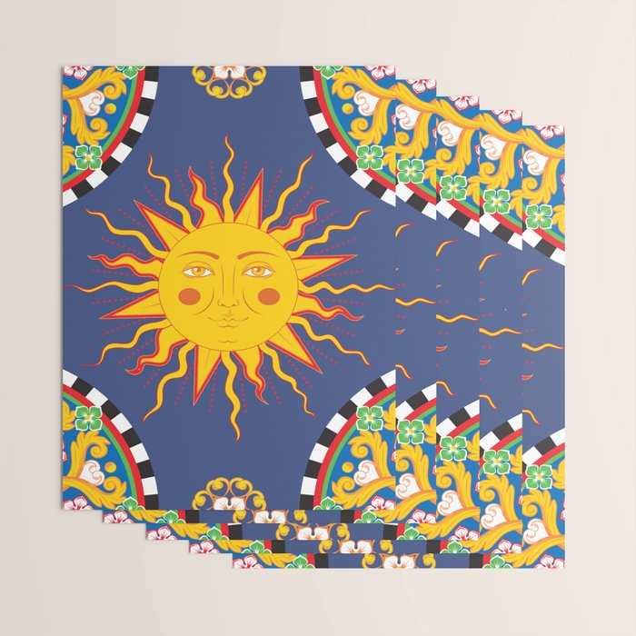 A Touch of Italian Elegance to Your Home: The Beautiful Sicili Sicilian Baroque Maiolica with Sun  Wrapping Paper Gallery Image 3