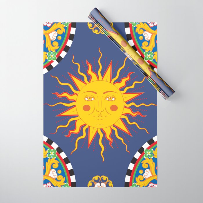 A Touch of Italian Elegance to Your Home: The Beautiful Sicili Sicilian Baroque Maiolica with Sun  Wrapping Paper Gallery Image 1