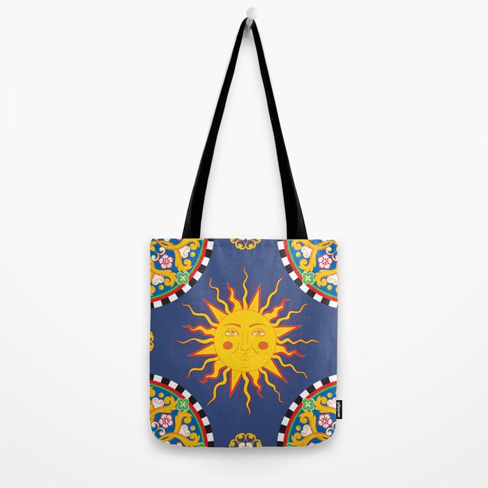 A Touch of Italian Elegance to Your Home: The Beautiful Sicili Sicilian Baroque Maiolica with Sun  Tote Bag Gallery Image 2