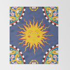 A Touch of Italian Elegance to Your Home: The Beautiful Sicili Sicilian Baroque Maiolica with Sun  Throw Blanket Gallery Image 2